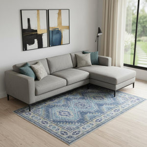 HomeRoots 8' X 10' Southwestern Distressed Area Rug - Beige & Ivory, Durable, Stain-Resistant, Low-Pile Comfort 711189