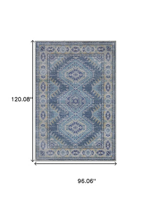 HomeRoots 8' X 10' Southwestern Distressed Area Rug - Beige & Ivory, Durable, Stain-Resistant, Low-Pile Comfort 711189