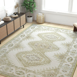 HomeRoots 8' Beige and Gray Crosshatch Area Rug – Durable, Stain-Resistant, Modern Design for High-Traffic Spaces 711190