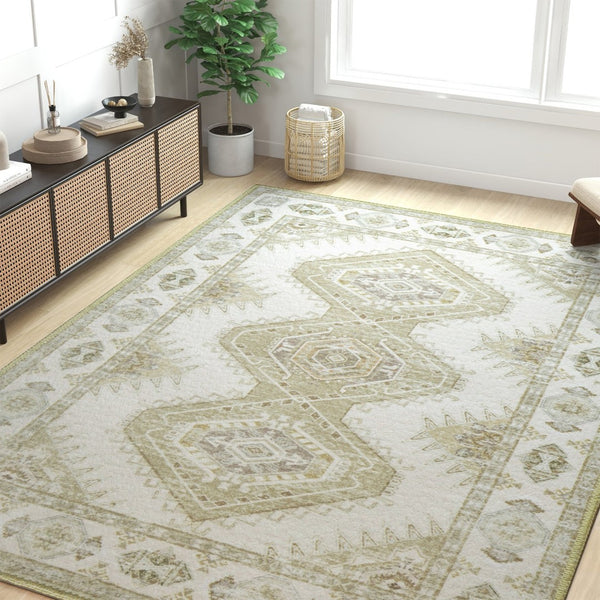 HomeRoots 8' Beige and Gray Crosshatch Area Rug – Durable, Stain-Resistant, Modern Design for High-Traffic Spaces 711190