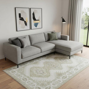 HomeRoots 8' Beige and Gray Crosshatch Area Rug – Durable, Stain-Resistant, Modern Design for High-Traffic Spaces 711190
