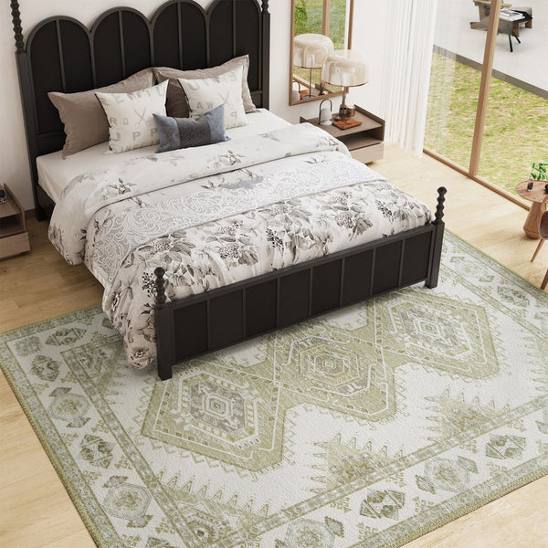 HomeRoots 8' Beige and Gray Crosshatch Area Rug – Durable, Stain-Resistant, Modern Design for High-Traffic Spaces 711190