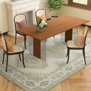 HomeRoots 8' Beige and Gray Crosshatch Area Rug – Durable, Stain-Resistant, Modern Design for High-Traffic Spaces 711190