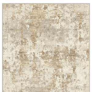HomeRoots 8' Gold Brown and Ivory Abstract Area Rug - Modern, Washable, Stain-Resistant, Non-Slip Design 8' X 10' 711195