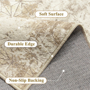 HomeRoots 9' Gold Brown and Ivory Abstract Washable Area Rug – Stylish, Durable, and Easy-Care for Any Space 9' X 12' 711196