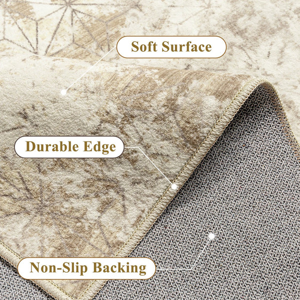 HomeRoots 9' Gold Brown and Ivory Abstract Washable Area Rug – Stylish, Durable, and Easy-Care for Any Space 9' X 12' 711196