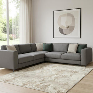 HomeRoots 9' Gold Brown and Ivory Abstract Washable Area Rug – Stylish, Durable, and Easy-Care for Any Space 9' X 12' 711196