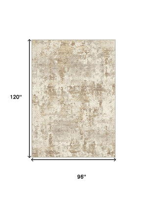 HomeRoots 9' Gold Brown and Ivory Abstract Washable Area Rug – Stylish, Durable, and Easy-Care for Any Space 9' X 12' 711196