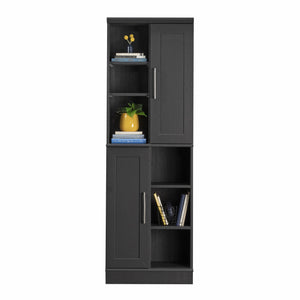 English Elm Storage Cabinet with Adjustable Shelves and Levelers for Compact Bathrooms, Kitchens, Laundry Rooms Black Brown B356P354462