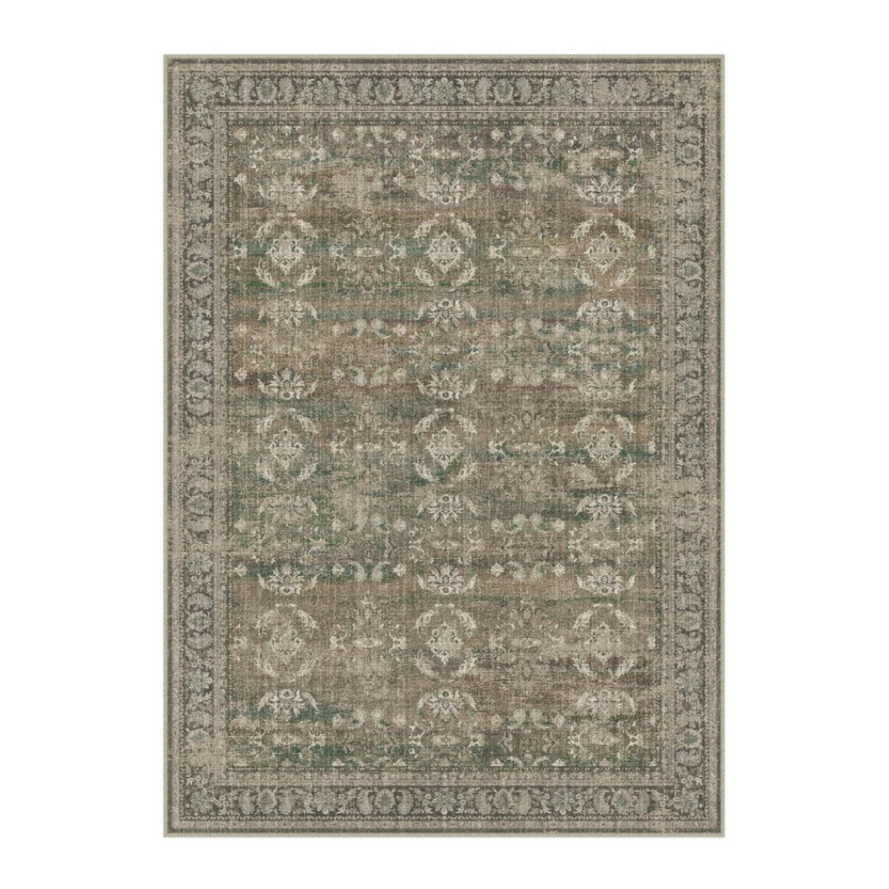 HomeRoots 8' Brown Ivory and Green Floral Medallion Area Rug - Elegant, Washable, Durable Design for Homes 8' X 10' 711203