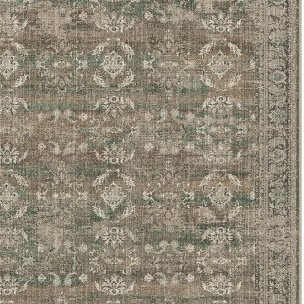 HomeRoots 8' Brown Ivory and Green Floral Medallion Area Rug - Elegant, Washable, Durable Design for Homes 8' X 10' 711203