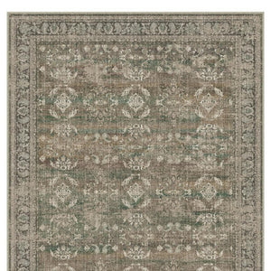 HomeRoots 8' Brown Ivory and Green Floral Medallion Area Rug - Elegant, Washable, Durable Design for Homes 8' X 10' 711203