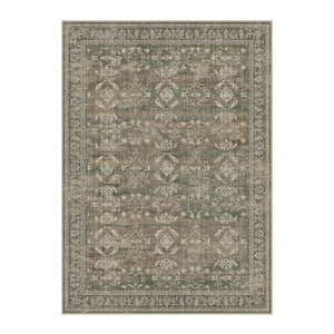HomeRoots 9' Floral Medallion Area Rug in Brown, Ivory & Green - Distressed Design for Easy Care & Style 9' X 12' 711204