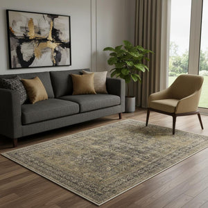 HomeRoots 8' Elegant Brown and Tan Medallion Area Rug - Washable, Stain-Resistant, Perfect for Any Room 8' X 10' 711207
