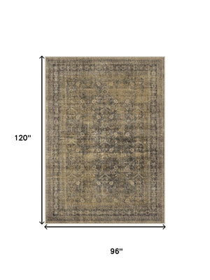 HomeRoots 9' Elegant Brown and Tan Medallion Area Rug – Durable, Stain-Resistant Design for High-Traffic Areas 9' X 12' 711208