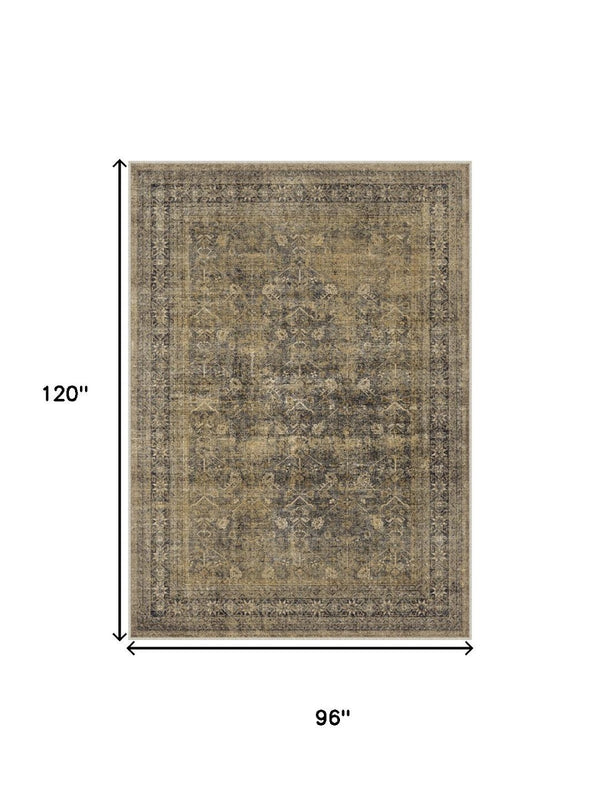 HomeRoots 9' Elegant Brown and Tan Medallion Area Rug – Durable, Stain-Resistant Design for High-Traffic Areas 9' X 12' 711208