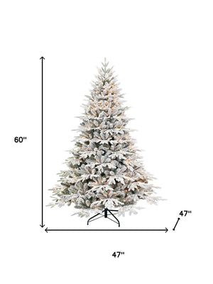 HomeRoots 6' Elegant Pre-Lit Full Flocked Pine Christmas Tree with 400 LED Lights & Sturdy Stand for Festive Charm 711213