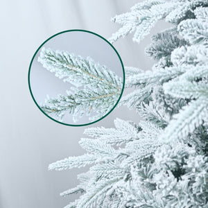 HomeRoots 6' Elegant Pre-Lit Full Flocked Pine Christmas Tree with 400 LED Lights & Sturdy Stand for Festive Charm 711213