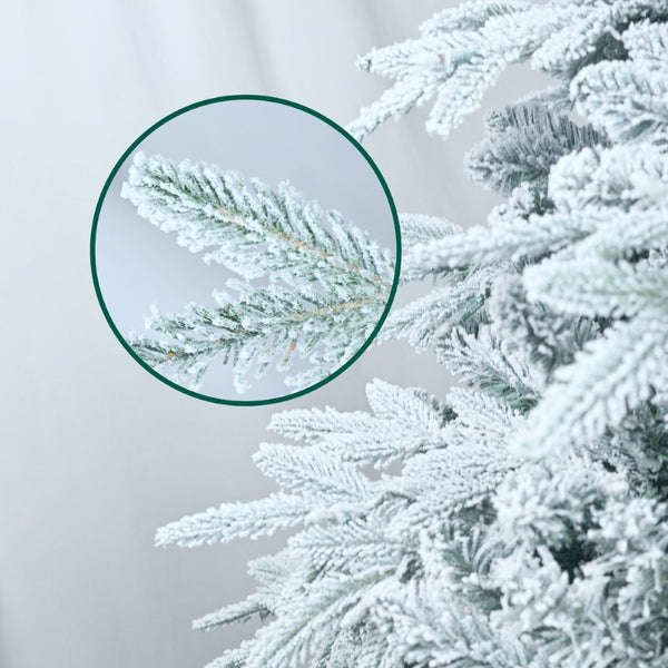 HomeRoots 6' Elegant Pre-Lit Full Flocked Pine Christmas Tree with 400 LED Lights & Sturdy Stand for Festive Charm 711213