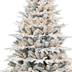 HomeRoots 9' White Pre-Lit Full Flocked Pine Christmas Tree – Effortless Setup, Stunning Decor & Holiday Charm! 711216
