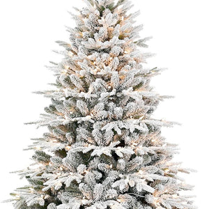 HomeRoots 9' White Pre-Lit Full Flocked Pine Christmas Tree – Effortless Setup, Stunning Decor & Holiday Charm! 711216