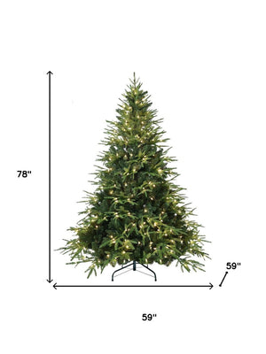 HomeRoots 6' Pre-Lit Full Pine Christmas Tree: Lush Greenery, Multi-Function LED Lights & Ornaments Included! 711224