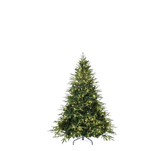 HomeRoots 6' Pre-Lit Full Pine Christmas Tree: Lush Greenery, Multi-Function LED Lights & Ornaments Included! 711224