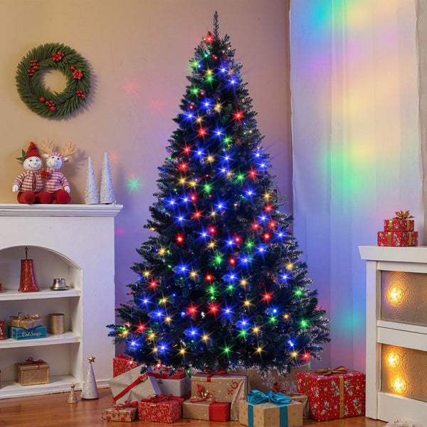 HomeRoots 8' Pre Lit Full Pine Christmas Tree – Lush PVC Foliage, 280 LED Lights & Elegant Ornaments Included! 711227