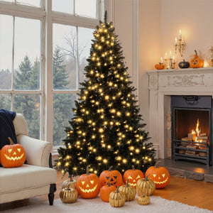 HomeRoots 8' Pre Lit Full Pine Christmas Tree – Lush PVC Foliage, 280 LED Lights & Elegant Ornaments Included! 711227