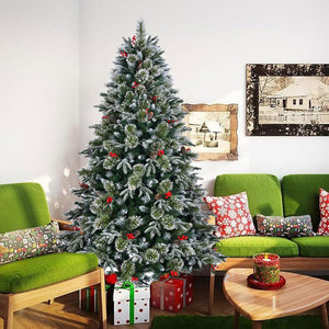 HomeRoots 8' White Pre Lit Full Fir Christmas Tree - Fully Decorated, Durable, Elegant Holiday Centerpiece! 711228