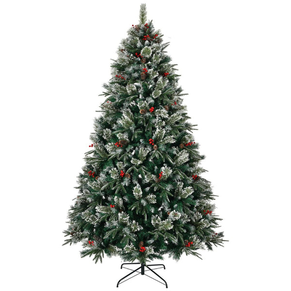 HomeRoots 8' White Pre Lit Full Fir Christmas Tree - Fully Decorated, Durable, Elegant Holiday Centerpiece! 711228
