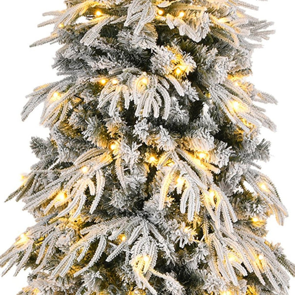 HomeRoots 7' White Pre Lit Full Fir Christmas Tree – Lifelike, Easy Setup & Ready-to-Display Holiday Centerpiece 711229