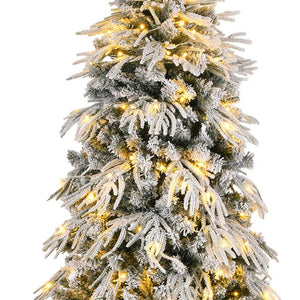 HomeRoots 7' White Pre Lit Full Fir Christmas Tree – Lifelike, Easy Setup & Ready-to-Display Holiday Centerpiece 711229