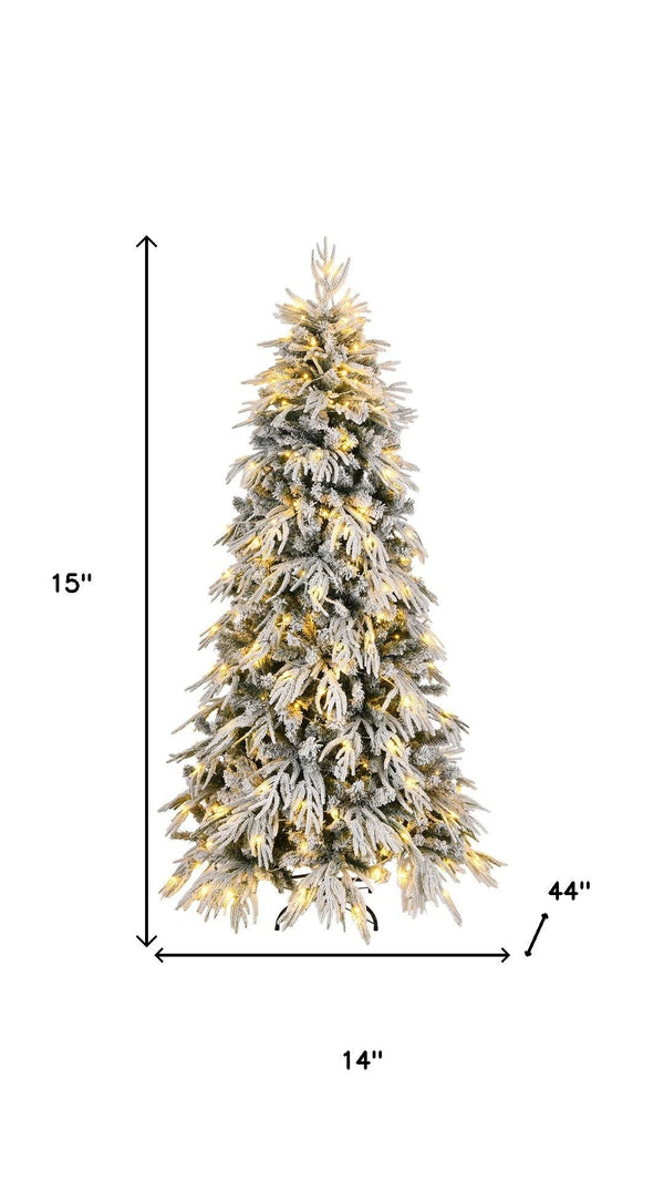 HomeRoots 7' White Pre Lit Full Fir Christmas Tree – Lifelike, Easy Setup & Ready-to-Display Holiday Centerpiece 711229