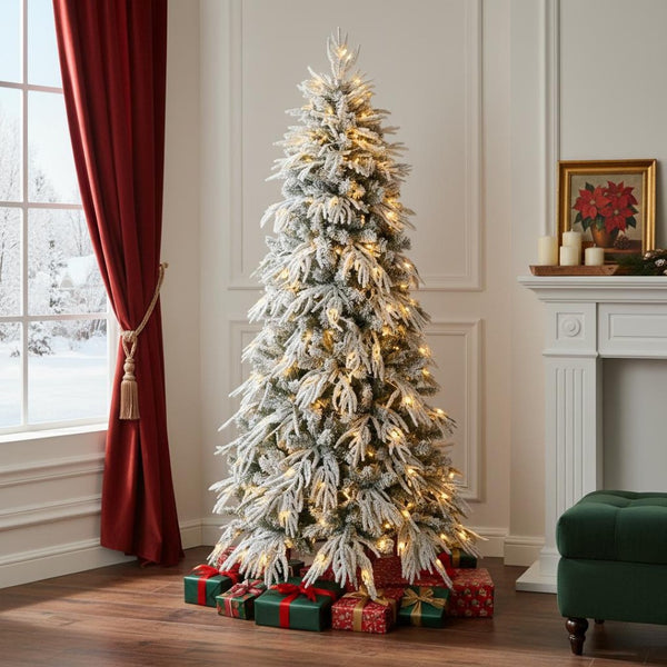 HomeRoots 7.5' Pre Lit Full Pine Christmas Tree - Lush, Realistic Foliage & Versatile LED Lights for Holidays! 711230