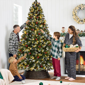 HomeRoots 9' Pre Lit Full Pine Christmas Tree - Lush Green, Easy Setup, Versatile LED Lighting & Durable Stand 711231