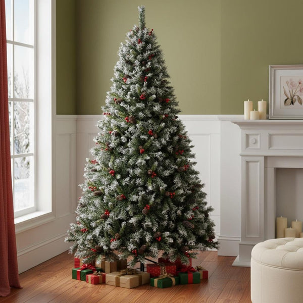 HomeRoots 9' Pre Lit Full Pine Christmas Tree - Lush Green, Easy Setup, Versatile LED Lighting & Durable Stand 711231