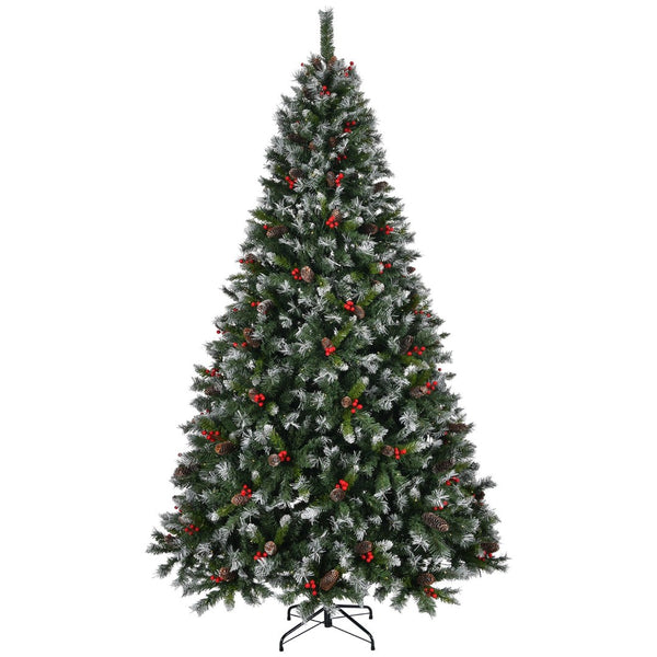 HomeRoots 6' White Pre-Lit Full Spruce Christmas Tree - Elegant, Realistic Design with Programmable LED Lights 711232