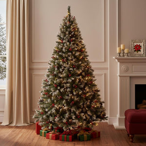 HomeRoots 6' White Pre-Lit Full Spruce Christmas Tree - Elegant, Realistic Design with Programmable LED Lights 711232