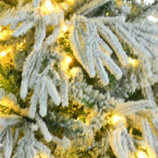 HomeRoots 7.5' Elegant White Pre-Lit Full Spruce Christmas Tree with 8 Lighting Modes & Effortless Setup 711233