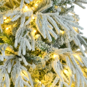 HomeRoots 7.5' Elegant White Pre-Lit Full Spruce Christmas Tree with 8 Lighting Modes & Effortless Setup 711233
