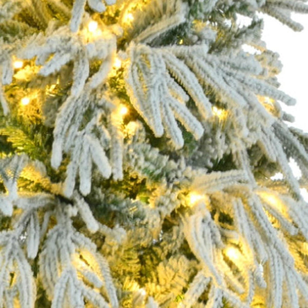 HomeRoots 7.5' Elegant White Pre-Lit Full Spruce Christmas Tree with 8 Lighting Modes & Effortless Setup 711233