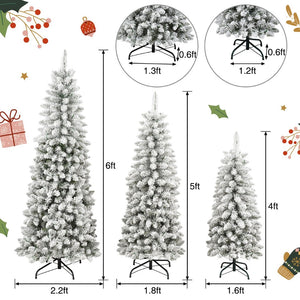 HomeRoots 6' Elegant White Pre-Lit Flocked Spruce Christmas Tree with 250 LED Lights & Sturdy Stand 711235