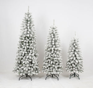 HomeRoots 6' Elegant White Pre-Lit Flocked Spruce Christmas Tree with 250 LED Lights & Sturdy Stand 711235