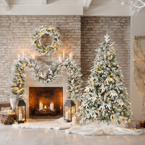 HomeRoots 4' Pre Lit Tropical Christmas Tree - Flocked with 250 LEDs, Ornaments & Easy Assembly for Cozy Spaces 711236