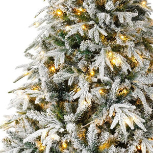 HomeRoots 4' Pre Lit Tropical Christmas Tree - Flocked with 250 LEDs, Ornaments & Easy Assembly for Cozy Spaces 711236