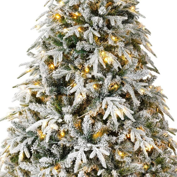 HomeRoots 4' Pre Lit Tropical Christmas Tree - Flocked with 250 LEDs, Ornaments & Easy Assembly for Cozy Spaces 711236