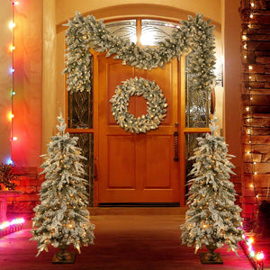 HomeRoots 4' White Pre-Lit Tropical Christmas Tree - Compact, Full & Lush with 330 LEDs for Festive Cheer! 711237