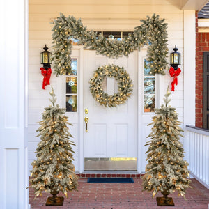 HomeRoots 4' White Pre-Lit Tropical Christmas Tree - Compact, Full & Lush with 330 LEDs for Festive Cheer! 711237
