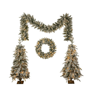 HomeRoots 4' White Pre-Lit Tropical Christmas Tree - Compact, Full & Lush with 330 LEDs for Festive Cheer! 711237